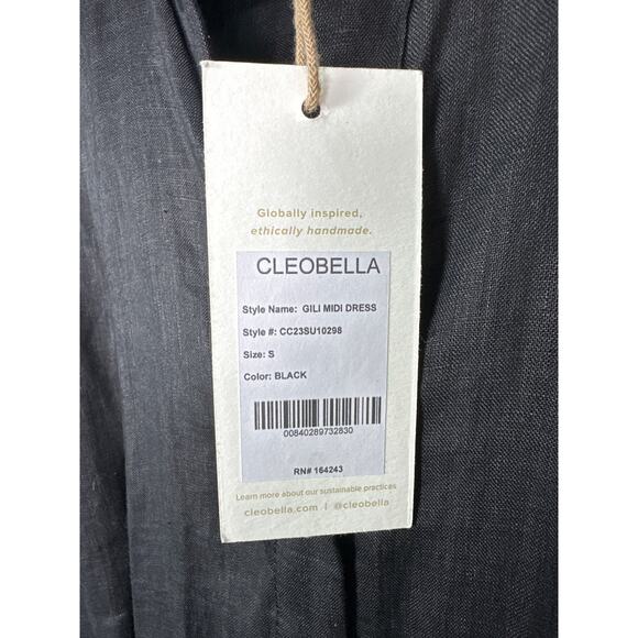 Cleobella NWT Women’s Black 100% Linen Button Down Dress size Small - Picture 4 of 7